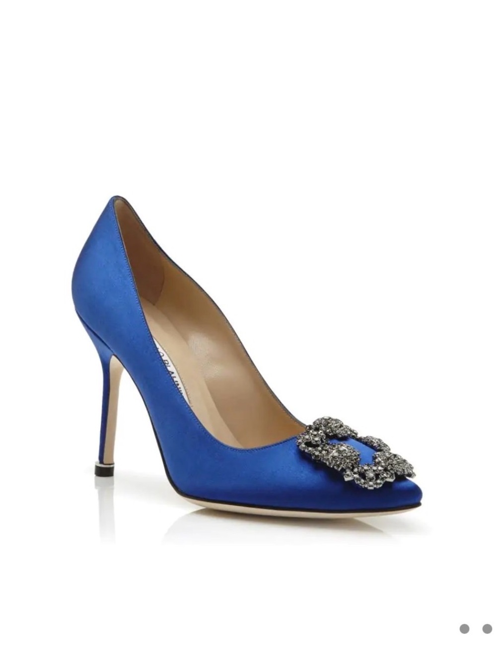 Manolo Blahnik Blue Satin Jewel Buckle Pumps
